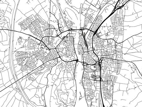 Carte de Maastricht en noir et blanc