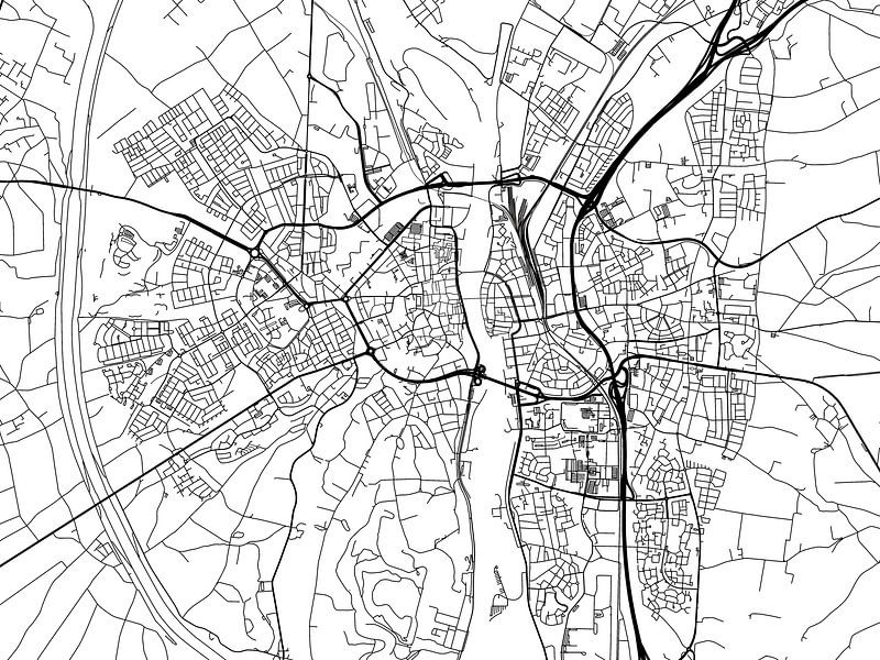 Map of Maastricht in Black and Wite by De Kaartenwinkel