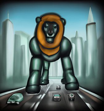 Giant King in the City van Lions-Art