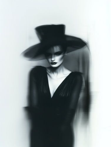 Parisian model in black and white