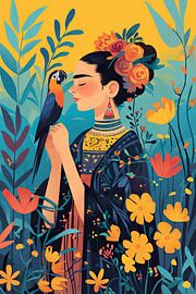 Frida and the blue parrot by Poster Art Shop