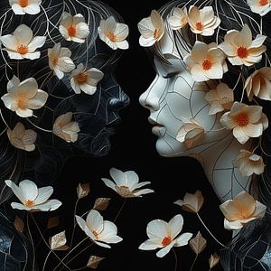 Tweeling gehuld in bloemen van Karina Brouwer