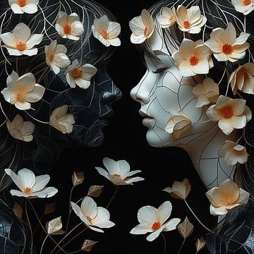 Jumeaux enveloppés dans des fleurs sur Karina Brouwer