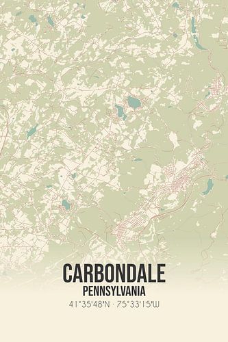 Alte Karte von Carbondale (Pennsylvania), USA.