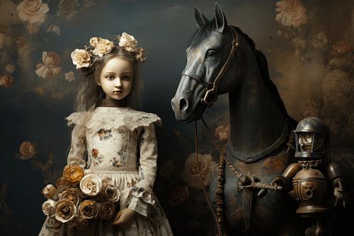 Still life with porcelain doll and her horse