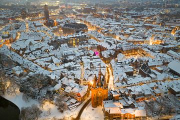 Zwolle Sassenpoort city gate during a cold winter sunset by Sjoerd van der Wal Photography