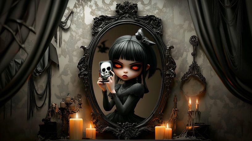 Cute Gothic Halloween Girl van Jan Bechtum