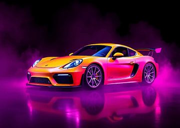 Porsche 718 Cayman GT4 Yellow Neon by MIROKKU