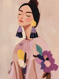 Modern portret in pastelkleuren van Carla Van Iersel