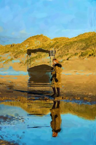 Weerspiegeling op het strand