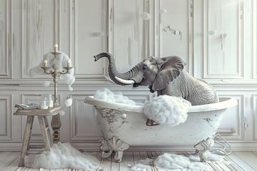 Elefant in der Wanne - Ein außergewöhnliches Badezimmer-Kunstwerk