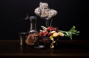 Still life with fruit vegetables historical by Frank Lavooij