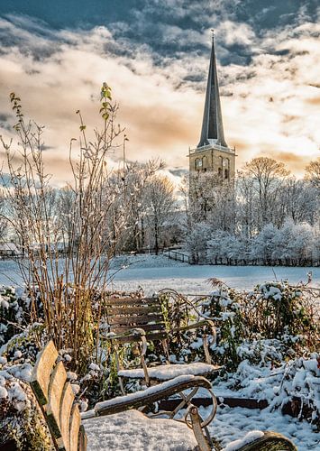 Winterlandschap Tzum, Friesland, Nederland.