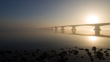 Zeeland bridge in the morning mist