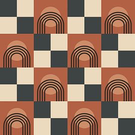 Retro Schachbrett Phantasie Abstraktion von Mad Dog Art