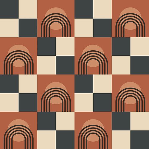 Retro Schaakbord Fantasie Abstractie