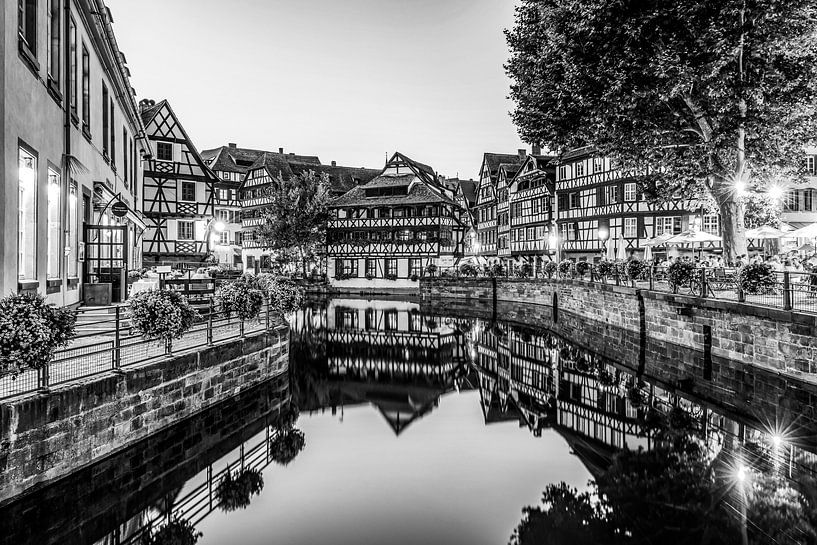 Petite France in Strasbourg in the evening - black and white by Werner Dieterich