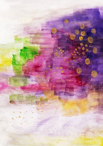 Violet Pink Gold Painting Watercolor Art by Laura Dogariu