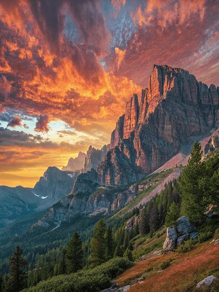 L'heure d'or des sommets : Un coucher de soleil dans les Dolomites par Artistic