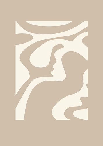 Grafische kunst Gewoon Simpel – Beige – Woonkamer & Slaapkamer - Minimalistisch interieur – Abstract van Design by Pien