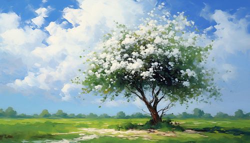 Bloemenboom olieverf panorama