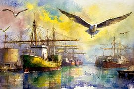 In the harbour by Ingrid van der Meer