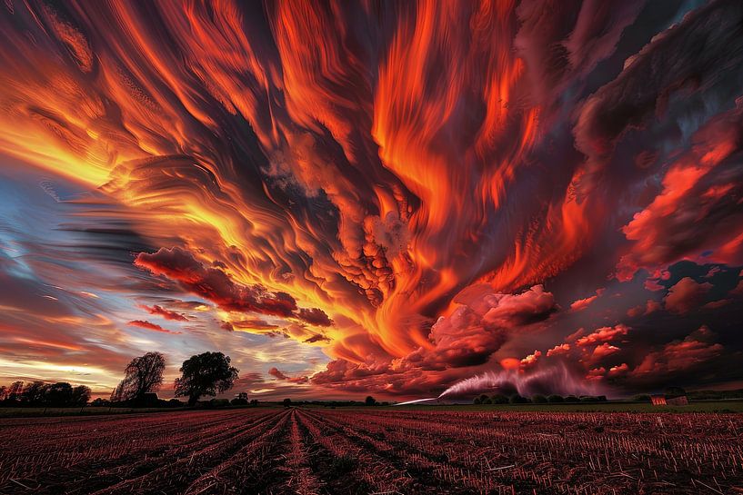 landscape with dramatic clouds by Egon Zitter