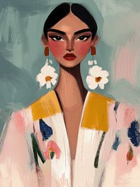 Modern portret in pastelkleuren van Carla Van Iersel