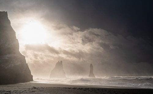 Het zwarte strand van Reynisfjara in IJsland.