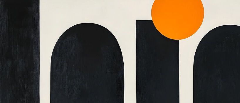 Abstrakte Formen mit Orange und Schwarz von Poster Art Shop