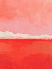 Crimson Horizon - Minimales abstraktes Farbfeld von Mosaic Dialogue