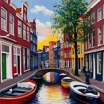 Paintings Utrecht - Boat on canal 1.1