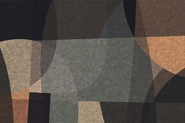 Abstract organic shapes and lines. Retro style geometric art in grey, brown, yellow 2 by Dina Dankers