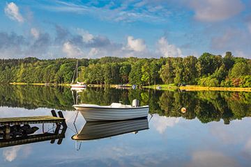 Boten in Nösund op het eiland Orust in Zweden van Rico Ködder