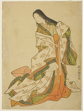 Suzuki Harunobu - De dichteres Ono no Komachi van Peter Balan