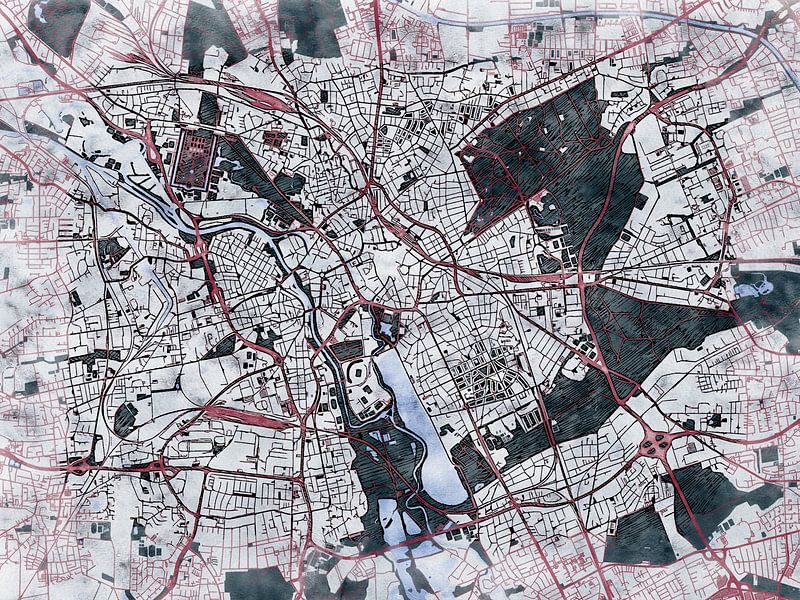 Kaart van Hannover in de stijl 'White Winter' van Maporia