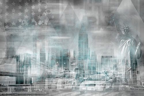 City Shapes MANHATTAN COLLAGE | turquoise