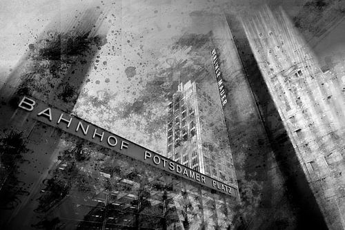 City-Art BERLIJN Potsdamer Platz Dynamisch zwart-wit