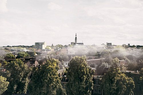Paysage urbain emblématique de Groningue Est : la cathédrale Saint-Joseph et le centre-ville en harmonie