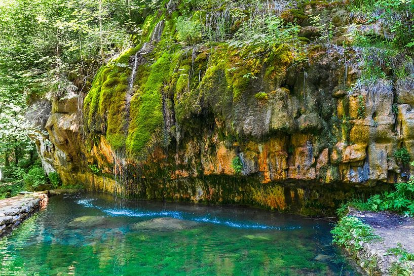 beautiful waterfall on a moss covered rock in luxembourg by ChrisWillemsen