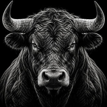 Urkraft – Stier in Schwarz-Weiß