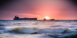 Coucher de soleil en mer sur Joost Lagerweij