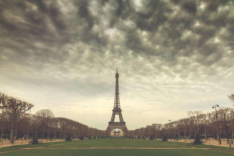 Eiffel Tower Paris on a grey spring day by Dennis van de Water