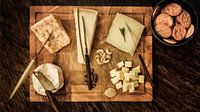 Cheese platter with a selection of five cheeses
