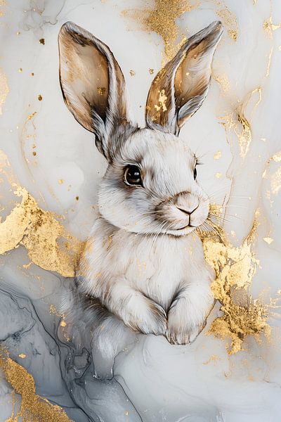 Rabbit with gold accents by Imperial Art House