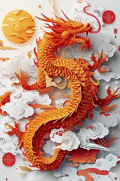 Dragon orange 3d art sur haroulita