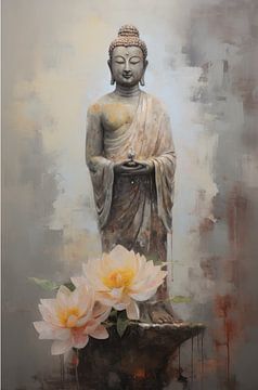 Sérénité éclairée : Bouddha et la fleur de la perspicacité sur Emil Husstege