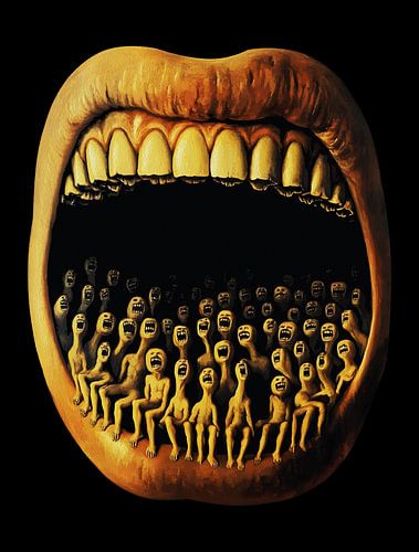 Surrealistische Schreeuw Donker Expressionistisch Horror Figuratief Schilderij
