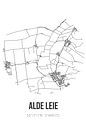 Alde Leie (Fryslan) | Landkaart | Zwart-wit van Stad & Wand thumbnail
