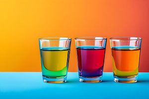 verschiedenfarbige Alkoholgläser